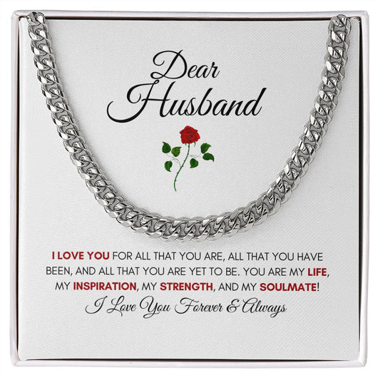 Dear Husband | Rose | I Love You For All That You Are - Cuban Link Chain - SpokenWordGifts