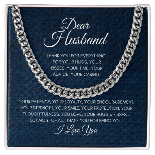 Dear Husband | Thank You For Everything - Cuban Link Chain - SpokenWordGifts