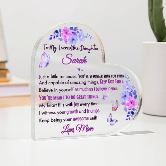 "Empowerment and Faith" Personalized Acrylic Plaque for Daughters - A Message of Strength and Belief - SpokenWordGifts