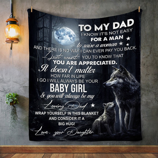 Gifts for Dad, Father's Day, Birthday Gifts for Dad, To My Dad Blanket, Christmas Gift, Gift from Daughter, Dad Blanket Plush Fleece Blanket and Premium Sherpa Blankets - 50x60, 60x80 - SpokenWordGifts