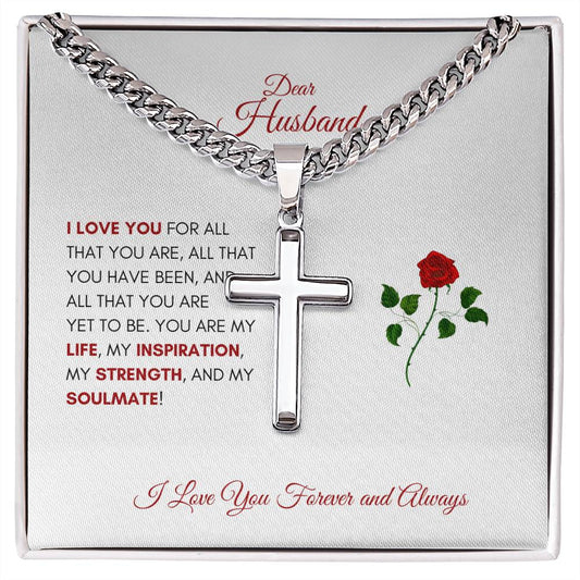 I Love You For All That You Are | Dear Husband | Stainless Steel Cross Necklace - SpokenWordGifts