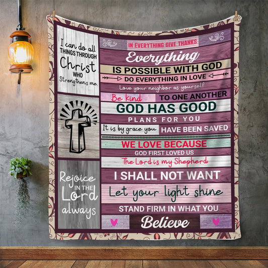 In Everything Give Thanks - Premium Sherpa Blanket - SpokenWordGifts