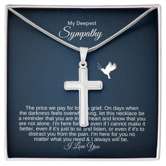 My Deepest Sympathy - Bereavement Gift - Dove - Cross Necklace - SpokenWordGifts