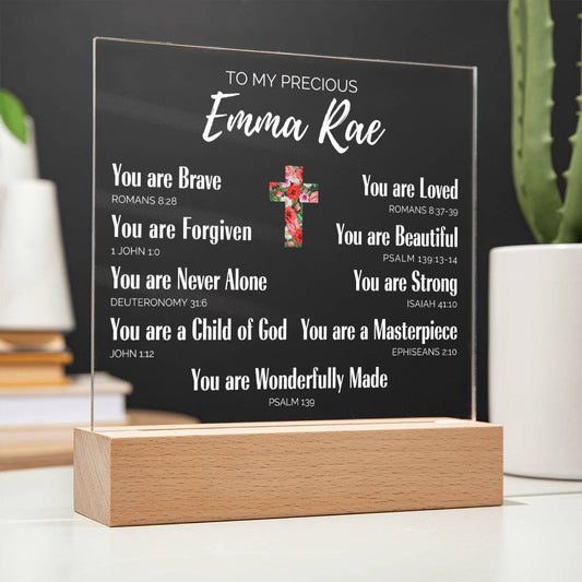 Personalized Inspirational Bible Verses Acrylic Plaque with LED Base, Bible Affirmations, Gift, Birthday, Holiday, Just Because - SpokenWordGifts