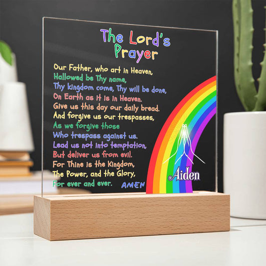 Personalized Lord's Prayer for Kids Heart-Shaped Acrylic Plaque - A Symbol of Love and Faith - SpokenWordGifts