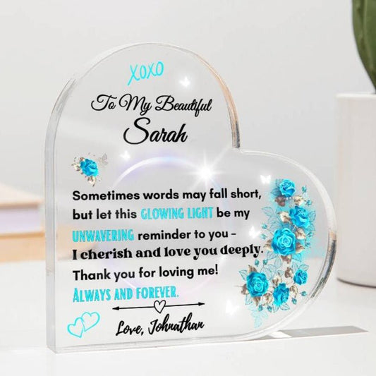 Personalized "To My Beautiful" Printed Acrylic Heart Plaque – A Radiant Expression of Love - SpokenWordGifts