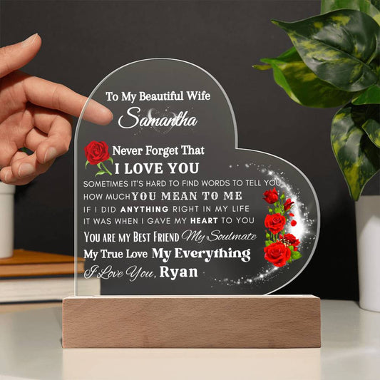 Personalized "To My Beautiful Wife" LED Acrylic Plaque – A Modern Token of Unending Love - SpokenWordGifts