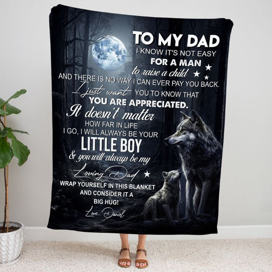 🔥PERSONALIZED To My Dad | Your Little Boy | Premium Sherpa Blanket 50×60 - SpokenWordGifts