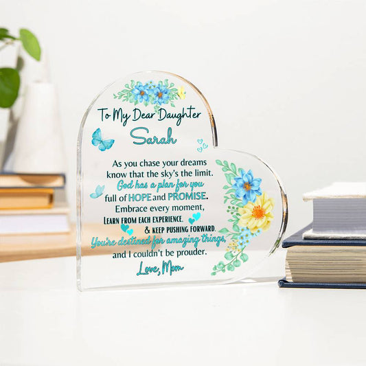 SpokenWordGifts "Dream Big, My Daughter" Personalized Acrylic Plaque - Inspirational Gift for Daughters - SpokenWordGifts