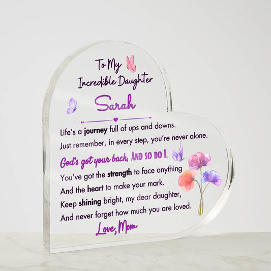 "Strength and Love" Personalized Acrylic Plaque for Daughters - Uplifting and Encouraging Gift - SpokenWordGifts