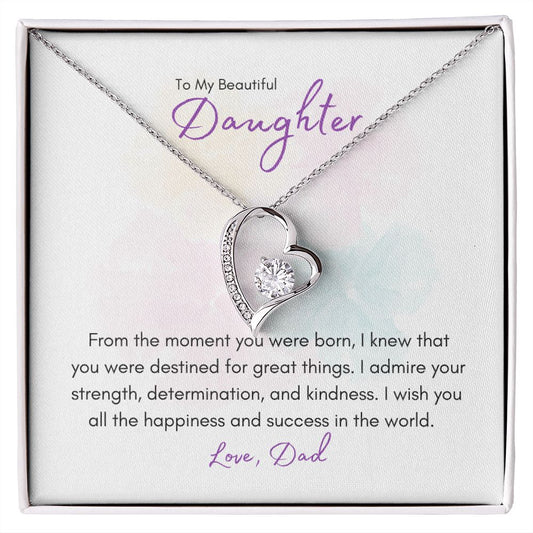 To My Beautiful Daughter | Dad | I Wish You All the Happiness - Forever Love Necklace - SpokenWordGifts