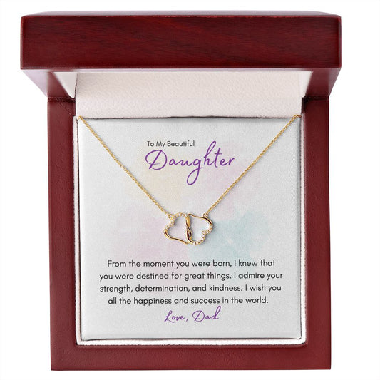 To My Beautiful Daughter | Mom | I Wish You All the Happiness - Everlasting Love Necklace - 10K Solid Gold with Diamonds - SpokenWordGifts