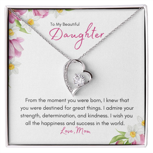 To My Beautiful Daughter | Mom | I Wish You All the Happiness - Forever Love Necklace - SpokenWordGifts