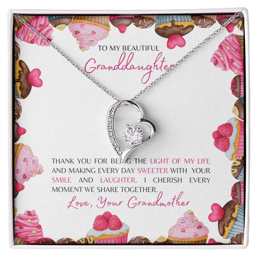 To My Beautiful Granddaughter | Grandmother | You Make Every Day Sweeter - Forever Love Necklace - SpokenWordGifts