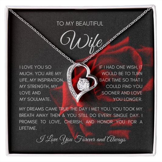 To My Beautiful Wife | My Dreams Came True -Forever Love Necklace - SpokenWordGifts