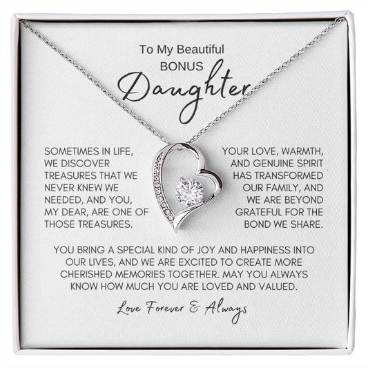 To My Bonus Daughter | You Are A Treasure - Forever Love Necklace - SpokenWordGifts