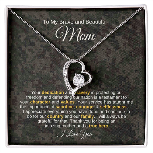 To My Brave and Beautiful Mom, Thank you for being an amazing mother and a true hero - Forever Love Necklace - SpokenWordGifts