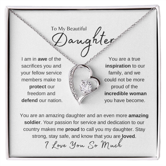 To My Daughter | You are an Amazing Soldier - Forever Love Necklace - SpokenWordGifts