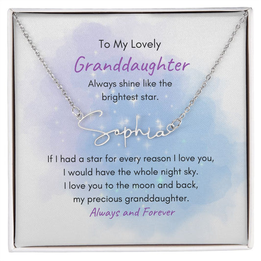 To My Lovely Granddaughter | If I Had a Star - Signature Style Name Necklace - SpokenWordGifts