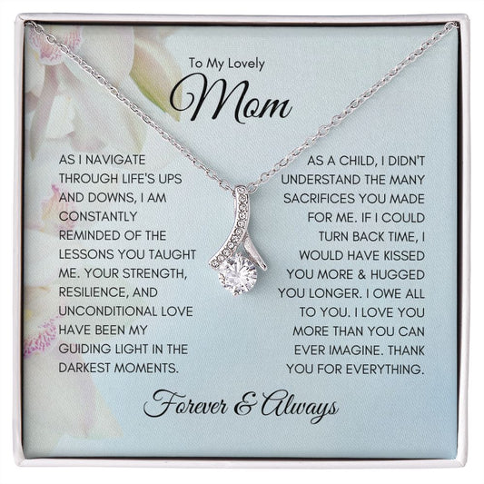 To My Lovely Mom | Sky Blue | I Would Have Kissed You More and Hugged You Longer - Alluring Beauty Necklace - SpokenWordGifts