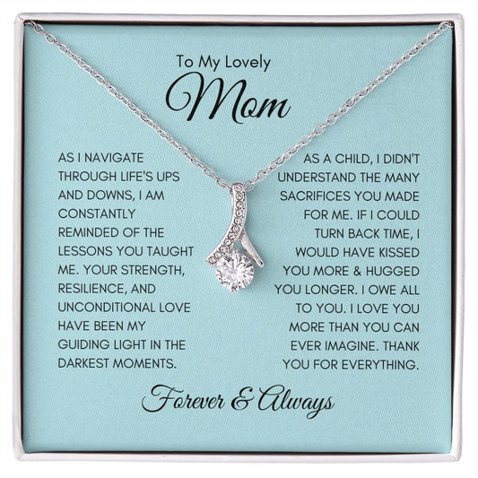 To My Lovely Mom | Sky Blue | I Would Have Kissed You More and Hugged You Longer - Alluring Beauty Necklace - SpokenWordGifts