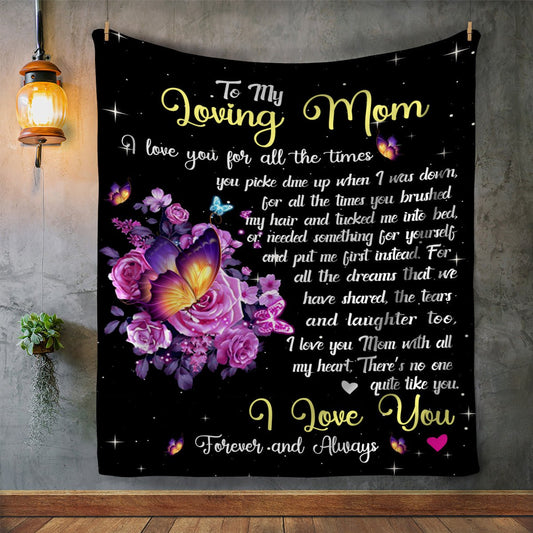 To My Loving Mom | I Love You Mom With All My Heart - Premium Sherpa Blanket - SpokenWordGifts