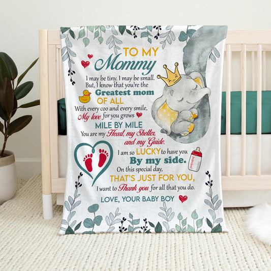 🍼👩‍👦❤️To my Mommy, I may be tiny. I may be small, Plush Fleece, Premium Sherpa Blanket - 30x40, 50x60, 60x80 - SpokenWordGifts