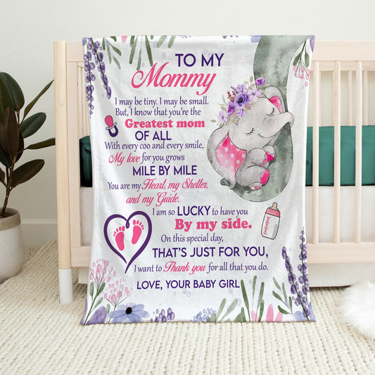 🍼👩‍👦❤️To my Mommy, I may be tiny. I may be small, Plush Fleece, Premium Sherpa Blanket - 30x40, 50x60, 60x80 - SpokenWordGifts