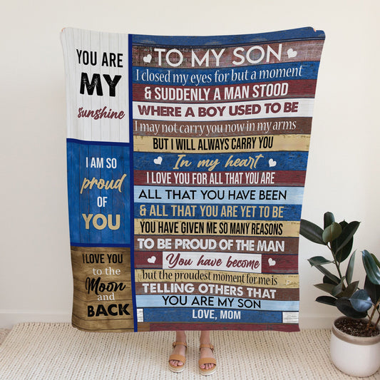 To My Son | I Closed My Eyes But For A Moment - Premium Sherpa Blanket - SpokenWordGifts