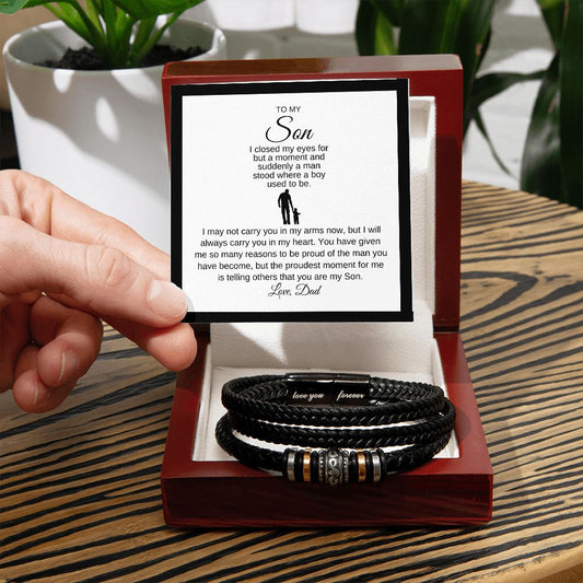 To My Son | I Will Always Carry You in My Heart | Love You Forever Bracelet - SpokenWordGifts