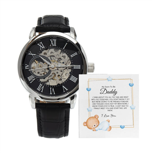 To My Soon To Be Daddy | From Baby BOY | I Think About You All The Time - Men's Openwork Watch - SpokenWordGifts