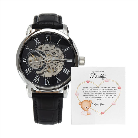 To My Soon To Be Daddy | From Baby GIRL | I Think About You All The Time - Men's Openwork Watch - SpokenWordGifts