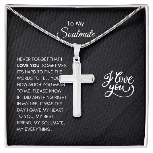 To My Soulmate | Black | Never Forget That I Love You - Cuban Link Chain - SpokenWordGifts