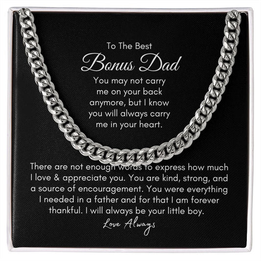 To The Best Bonus Dad | I Will Always Be Your Little Boy - Cuban Link Chain - SpokenWordGifts