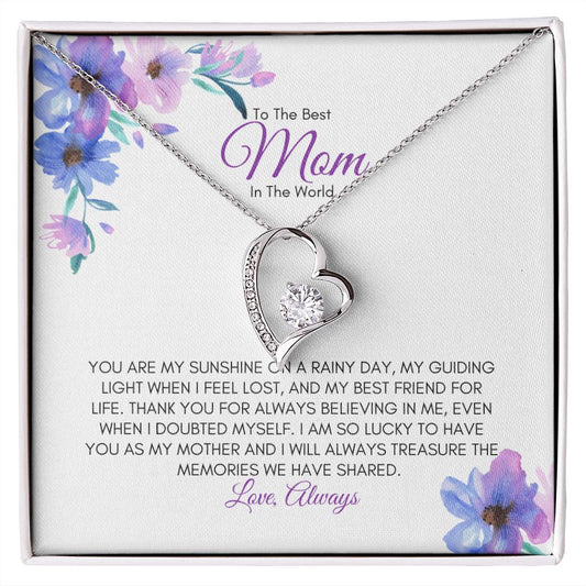 To The Best Mom in the World | You Are My Sunshine On A Rainy Day - Forever Love Necklace - SpokenWordGifts